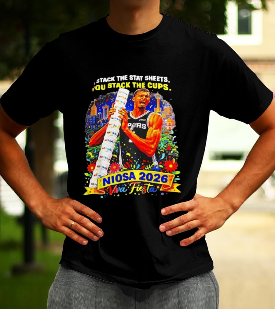 Victor Wembanyama Spurs NIOSA 2026 Viva Fiesta Stack The Stat Sheets T-Shirt