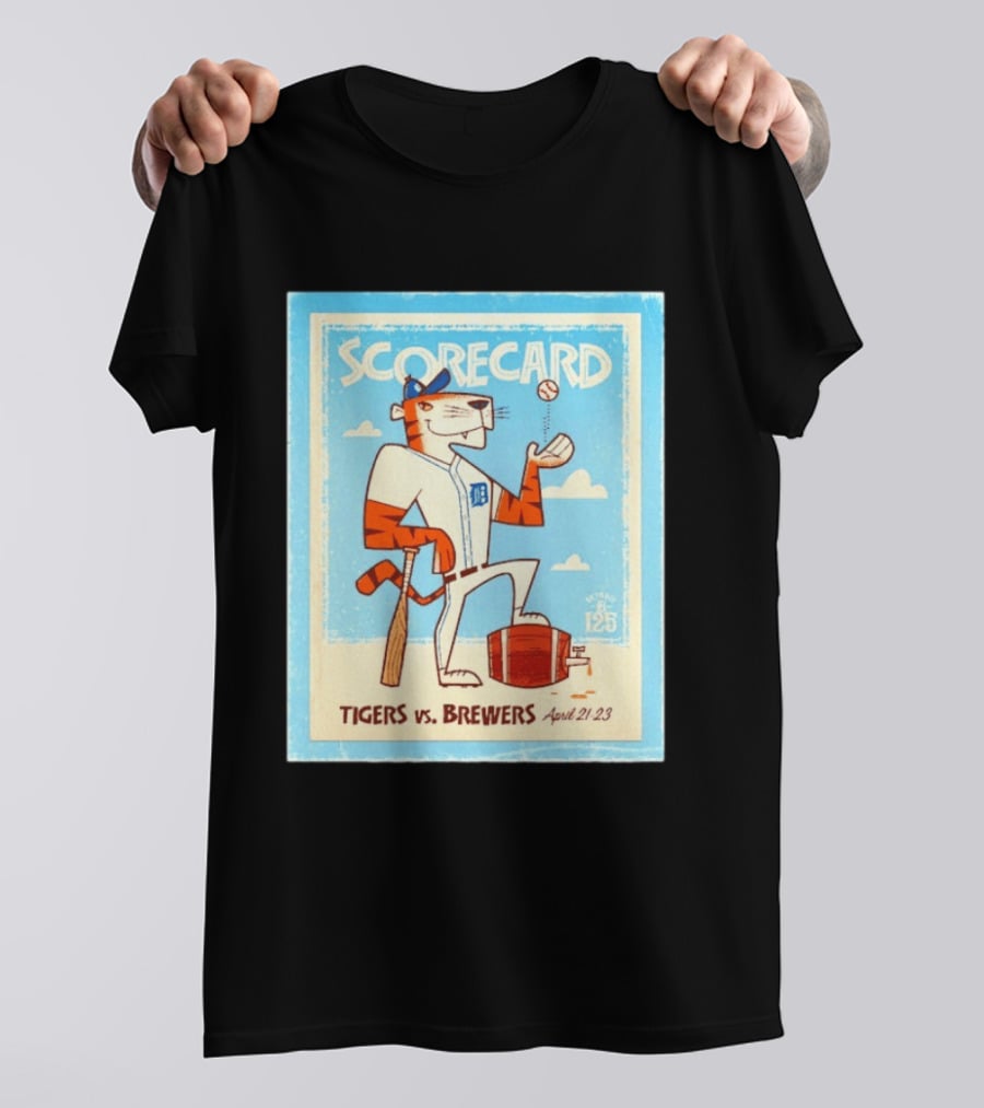 Scorecard Tigers Vs Brewers April 21 23 Retro 125 T-Shirt