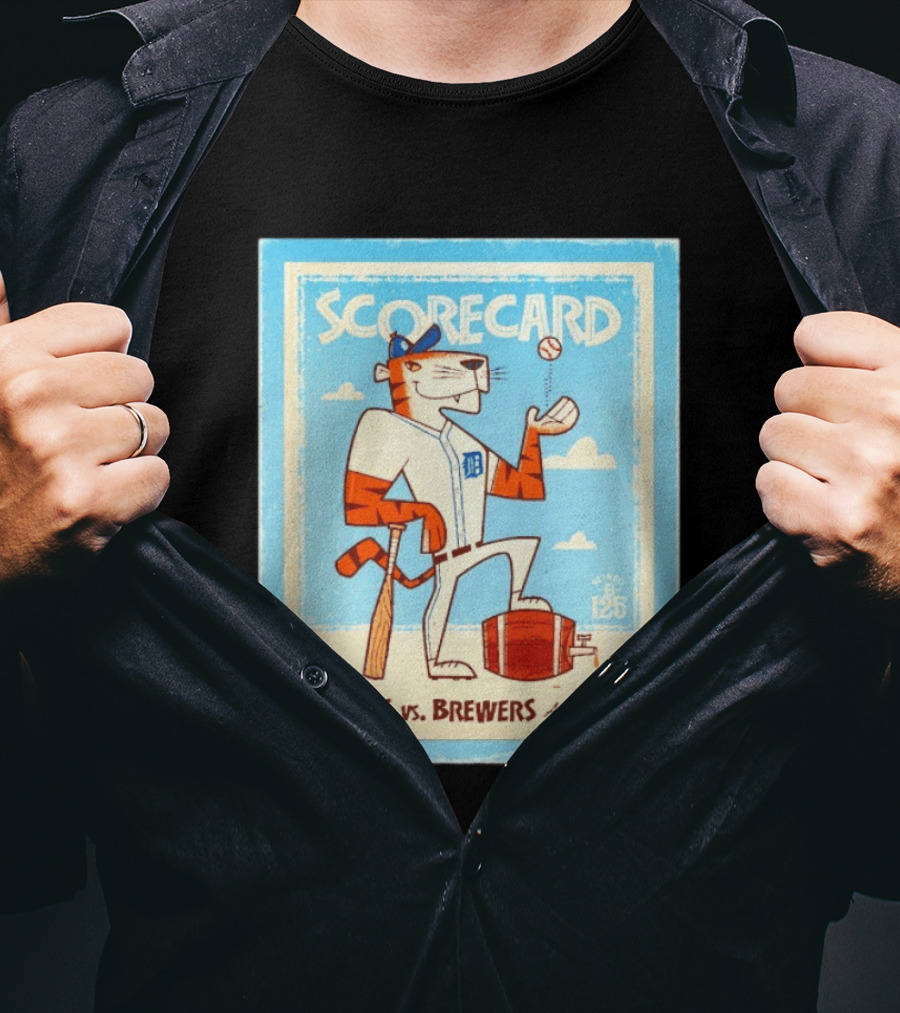 Scorecard Tigers Vs Brewers April 21 23 Retro 125 T-Shirt