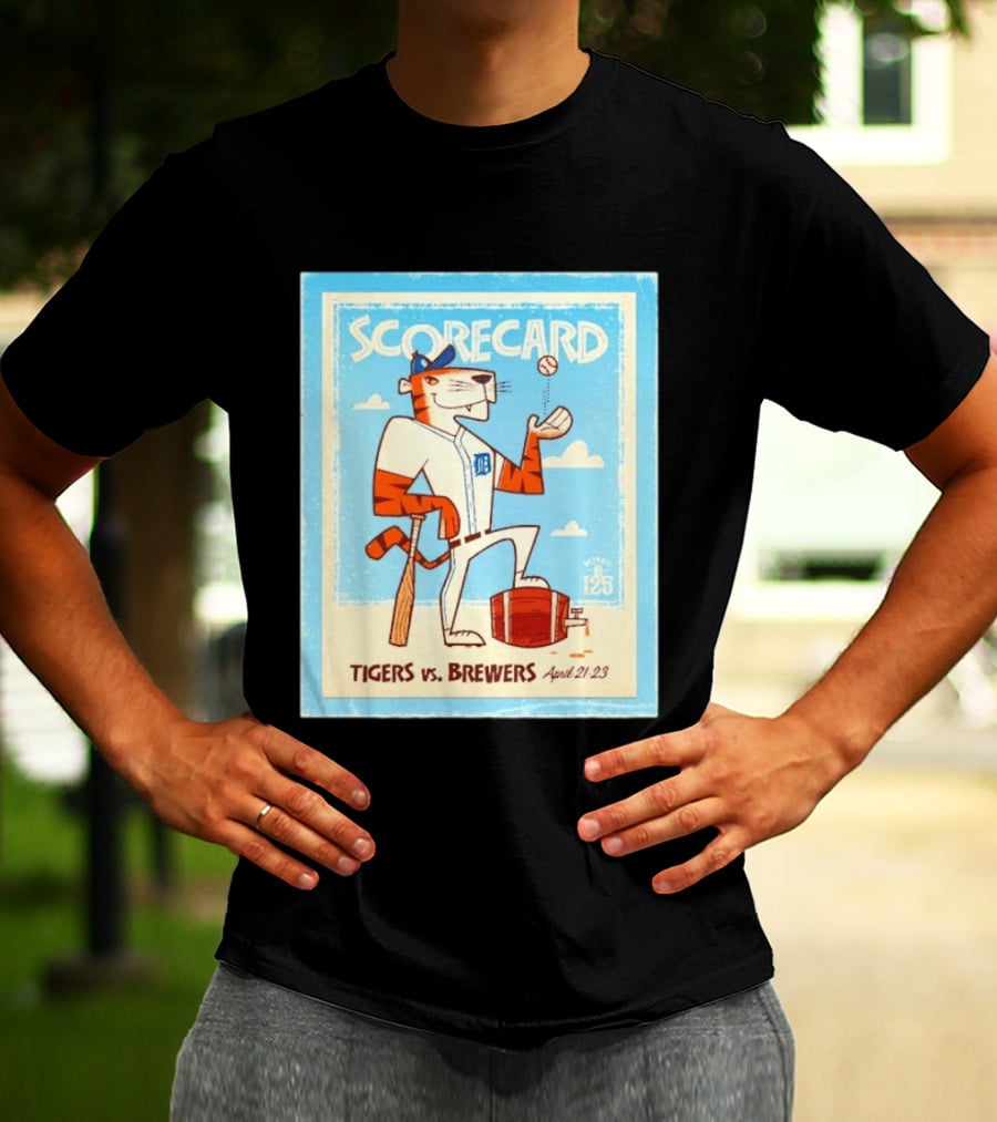 Scorecard Tigers Vs Brewers April 21 23 Retro 125 T-Shirt