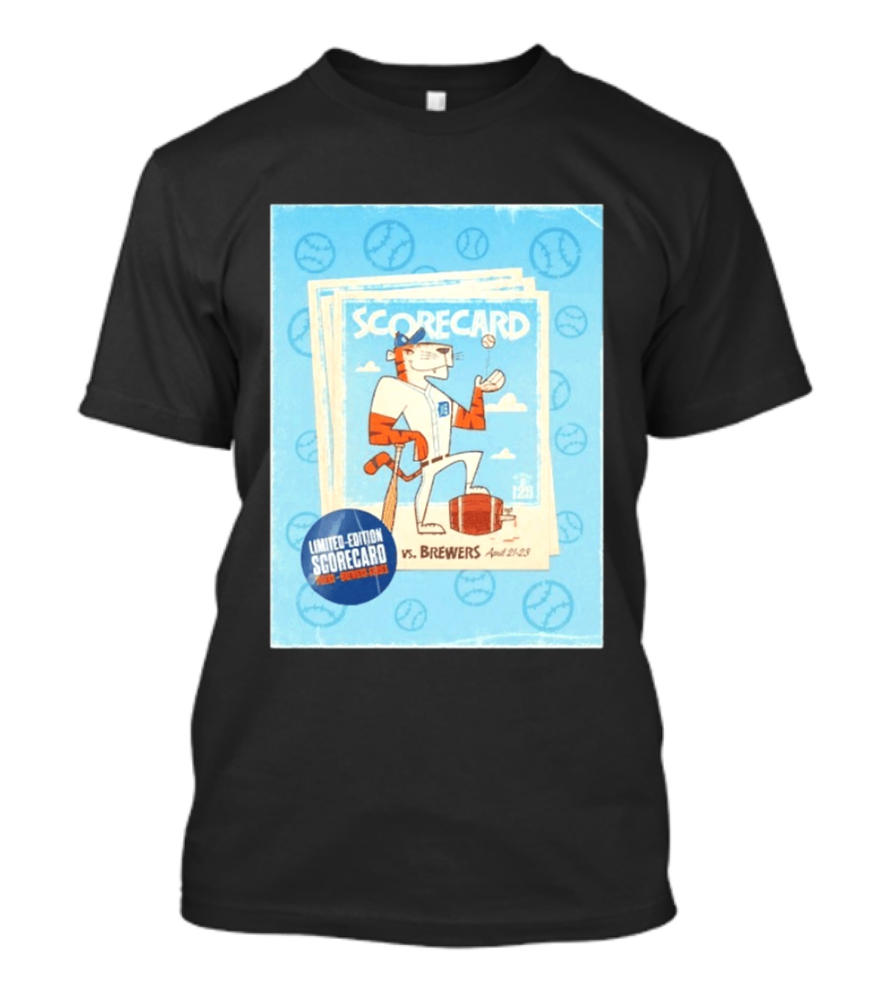 Limited Edition Scorecard Detroit Vs Brewers April 21 23 Vintage Baseball T-Shirt