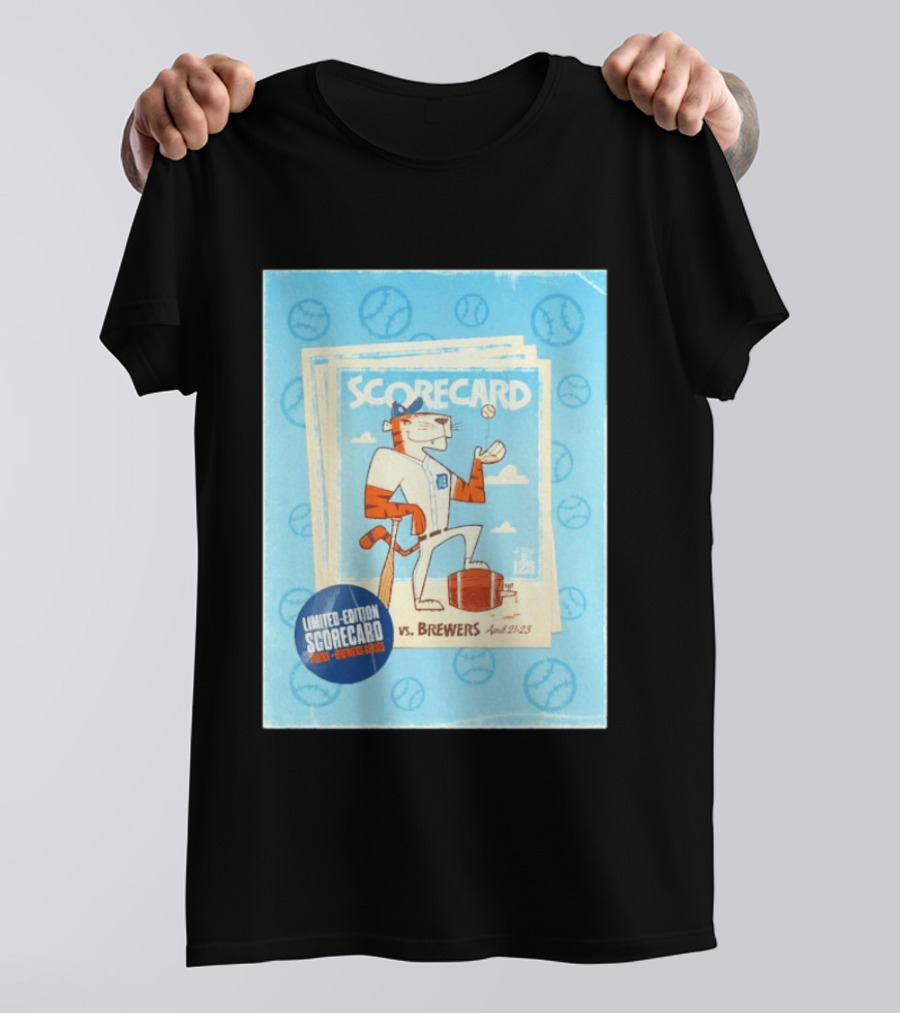 Limited Edition Scorecard Detroit Vs Brewers April 21 23 Vintage Baseball T-Shirt