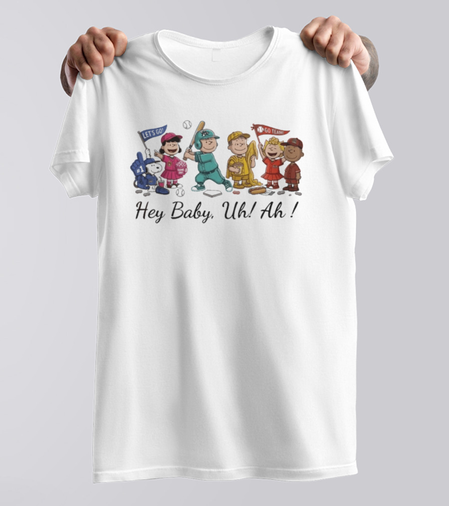Peanuts Characters Banana Ball Hey Baby Uh Ah Baseball T-Shirt