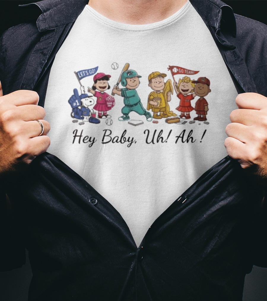 Peanuts Characters Banana Ball Hey Baby Uh Ah Baseball T-Shirt