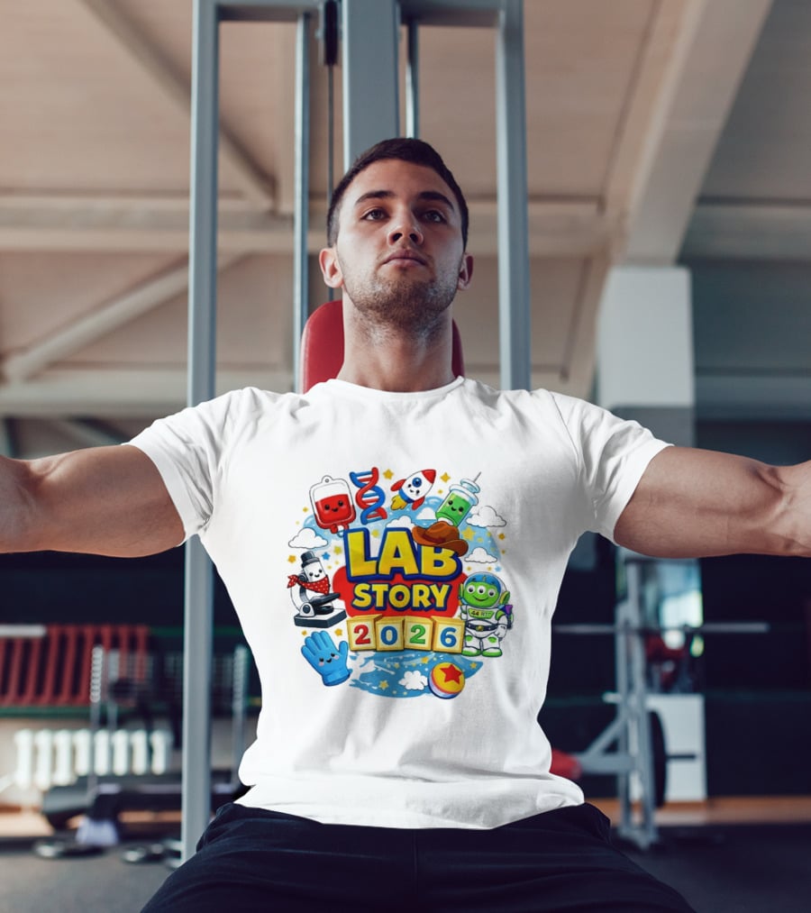 LAB STORY 2026 Cartoon Rocket Alien Science Adventure T-Shirt