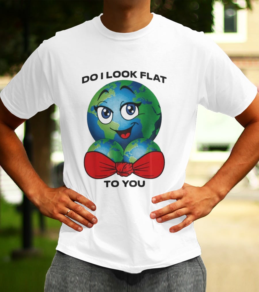 Do I Look Flat To You Earth Cartoon With Red Bowtie T-Shirt
