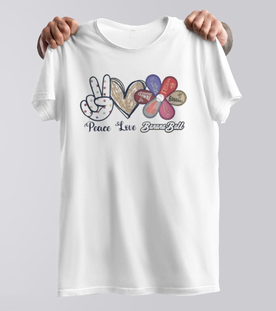 Peace Love Banana Ball 2026 Flower Power T-Shirt