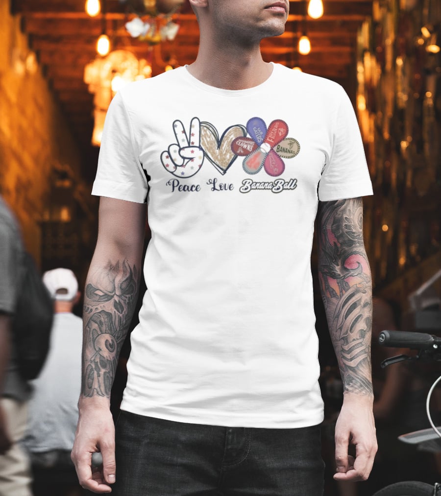 Peace Love Banana Ball 2026 Flower Power T-Shirt