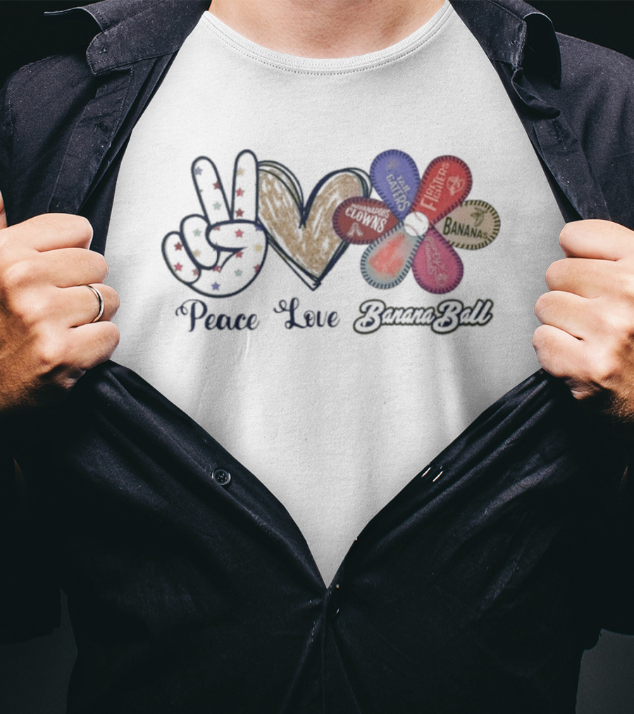 Peace Love Banana Ball 2026 Flower Power T-Shirt