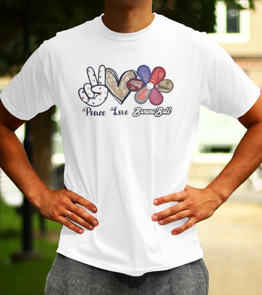 Peace Love Banana Ball 2026 Flower Power T-Shirt
