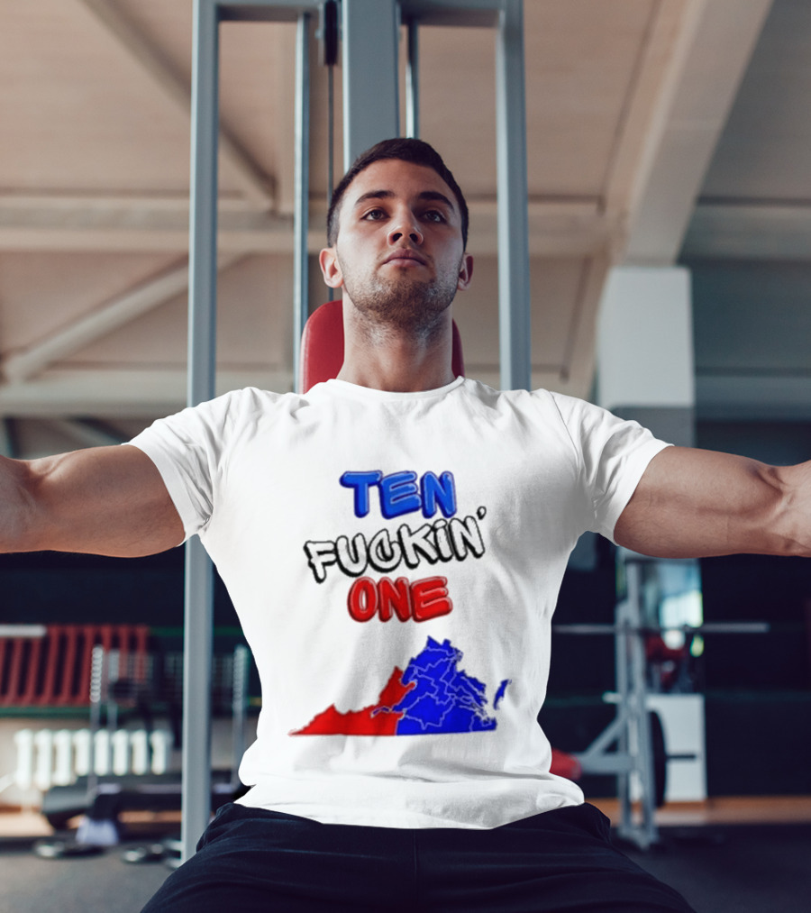 TEN FUCKIN ONE Virginia State Map Red Blue T-Shirt