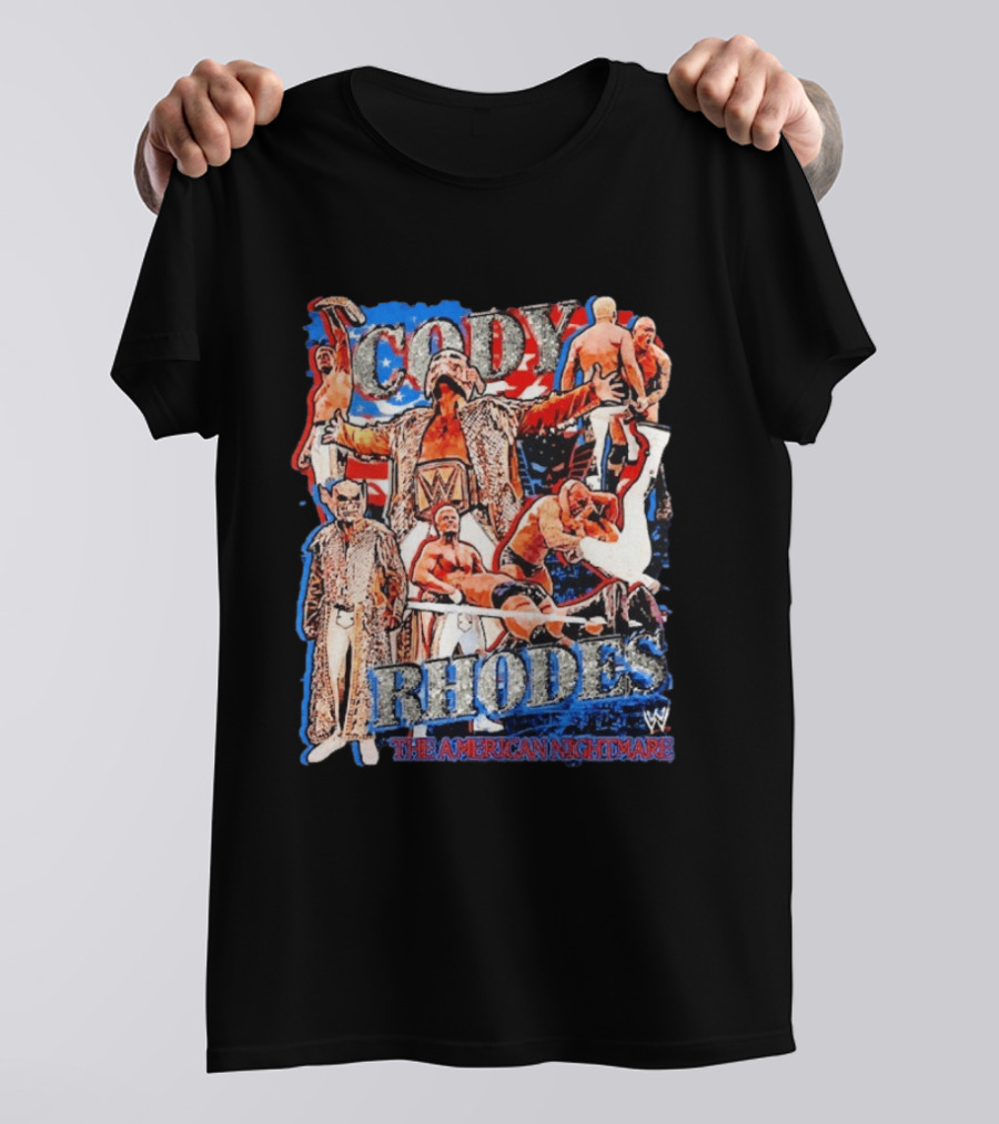 Cody Rhodes WWE The American Nightmare Red White Blue Collage T-Shirt