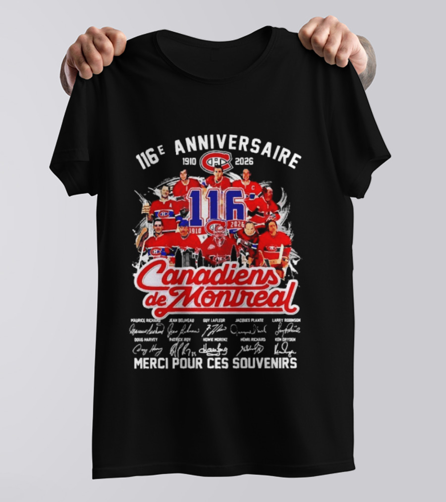116e Anniversaire Canadiens De Montréal 1910 2026 Merci Pour Ces Souvenirs T-Shirt