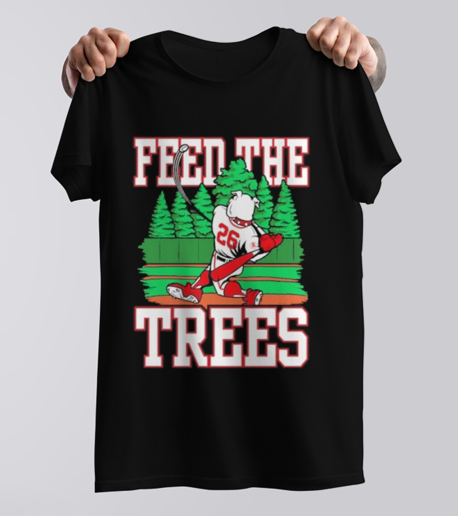 Georgia Bulldogs Feed The Trees Baseball 26 Player Swinging Bat T-Shirt