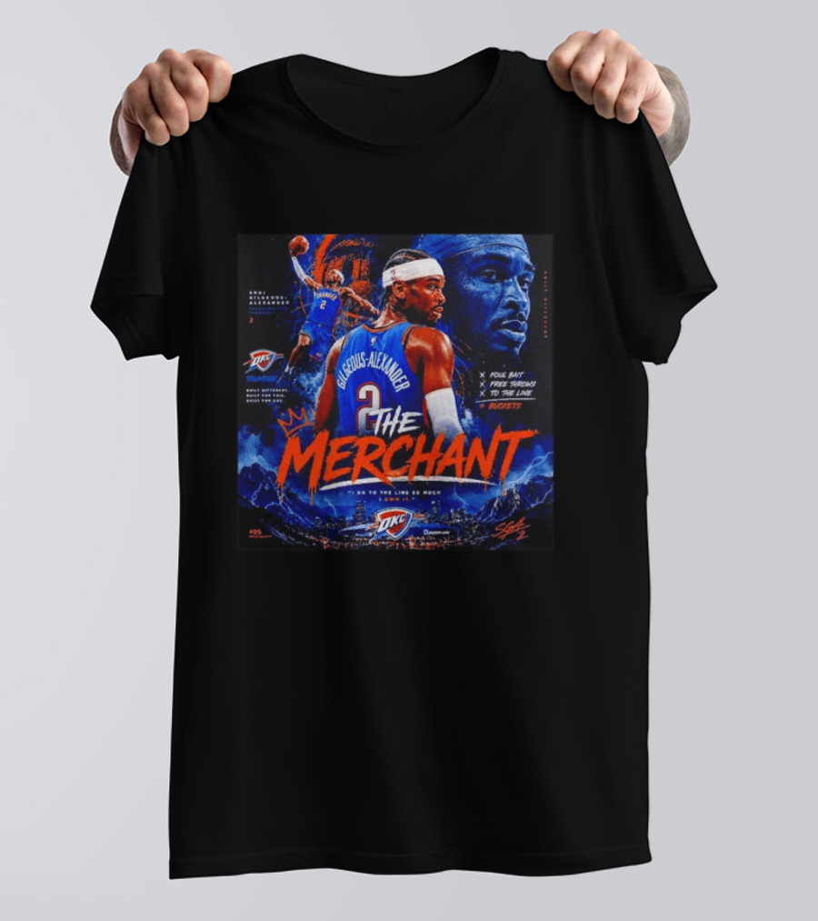 Shai Gilgeous Alexander The Merchant Oklahoma City Thunder Buckets Collage T-Shirt