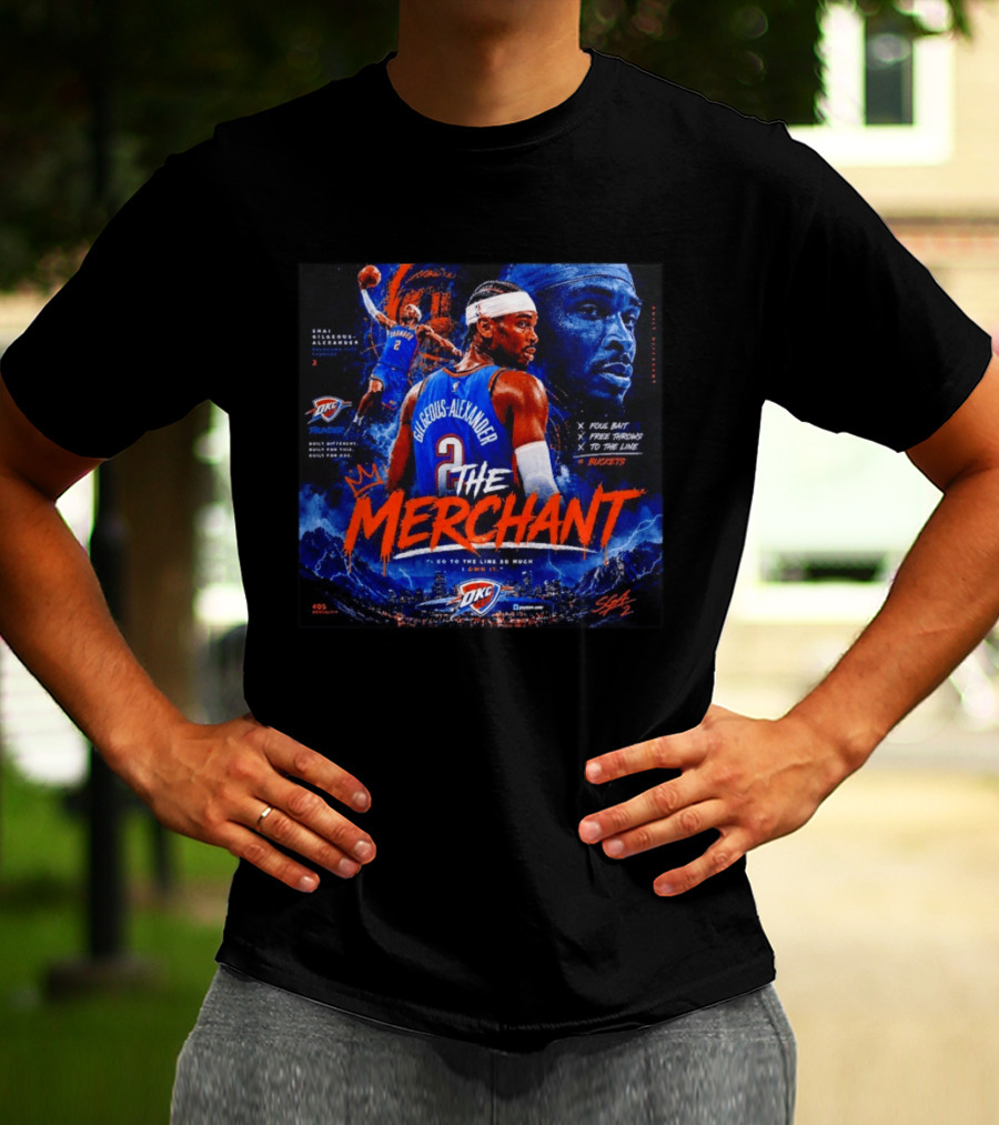 Shai Gilgeous Alexander The Merchant Oklahoma City Thunder Buckets Collage T-Shirt