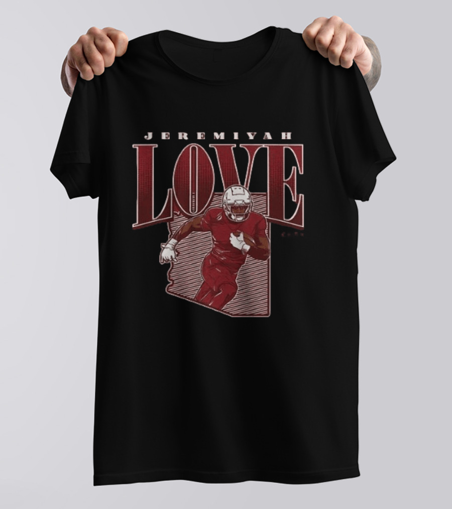 Jeremiyah Love Football Player Red State Star Remix T-Shirt