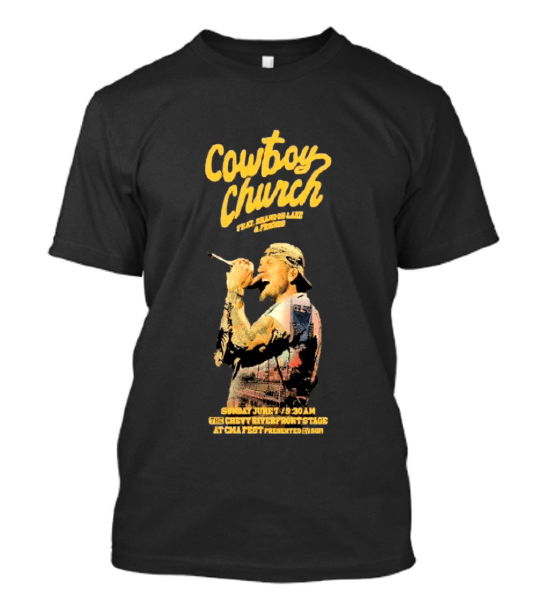 Cowboy Church Brandon Lake Sunday June 7 2026 Chevy Riverfront Stage CMA Fest Nashville T-Shirt