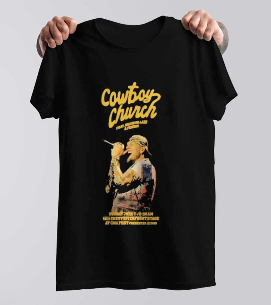 Cowboy Church Brandon Lake Sunday June 7 2026 Chevy Riverfront Stage CMA Fest Nashville T-Shirt