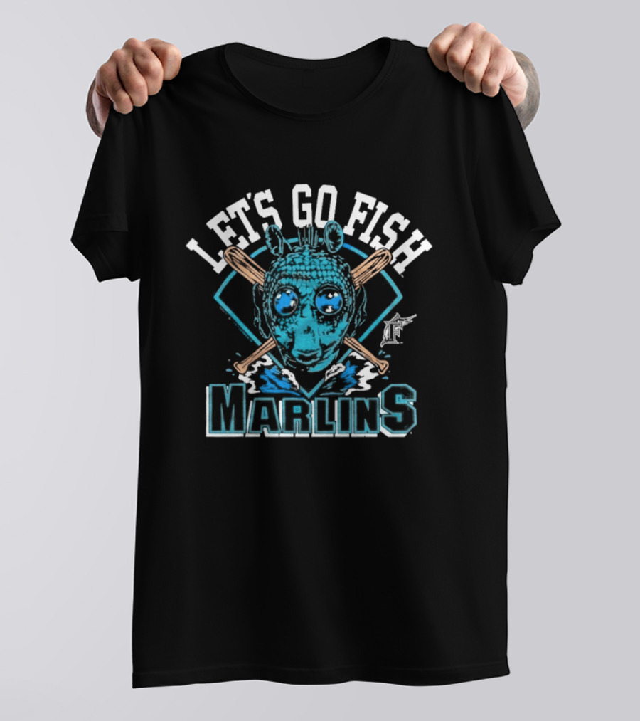 Star Wars X MLB 2026 Star Wars Day Miami Marlins Dark Side Greedo Let's Go Fish Marlins T-Shirt