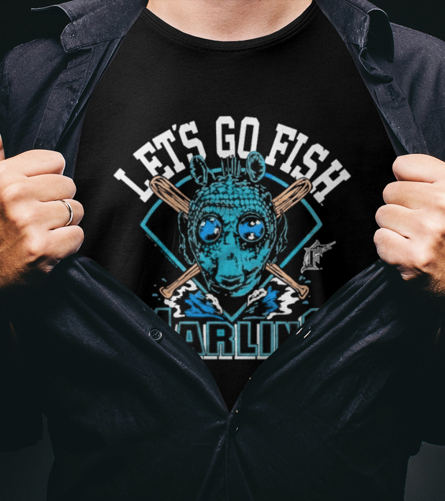 Star Wars X MLB 2026 Star Wars Day Miami Marlins Dark Side Greedo Let's Go Fish Marlins T-Shirt