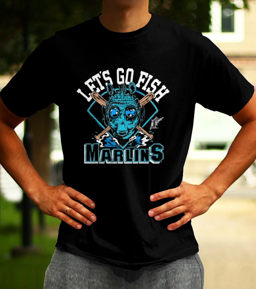Star Wars X MLB 2026 Star Wars Day Miami Marlins Dark Side Greedo Let's Go Fish Marlins T-Shirt