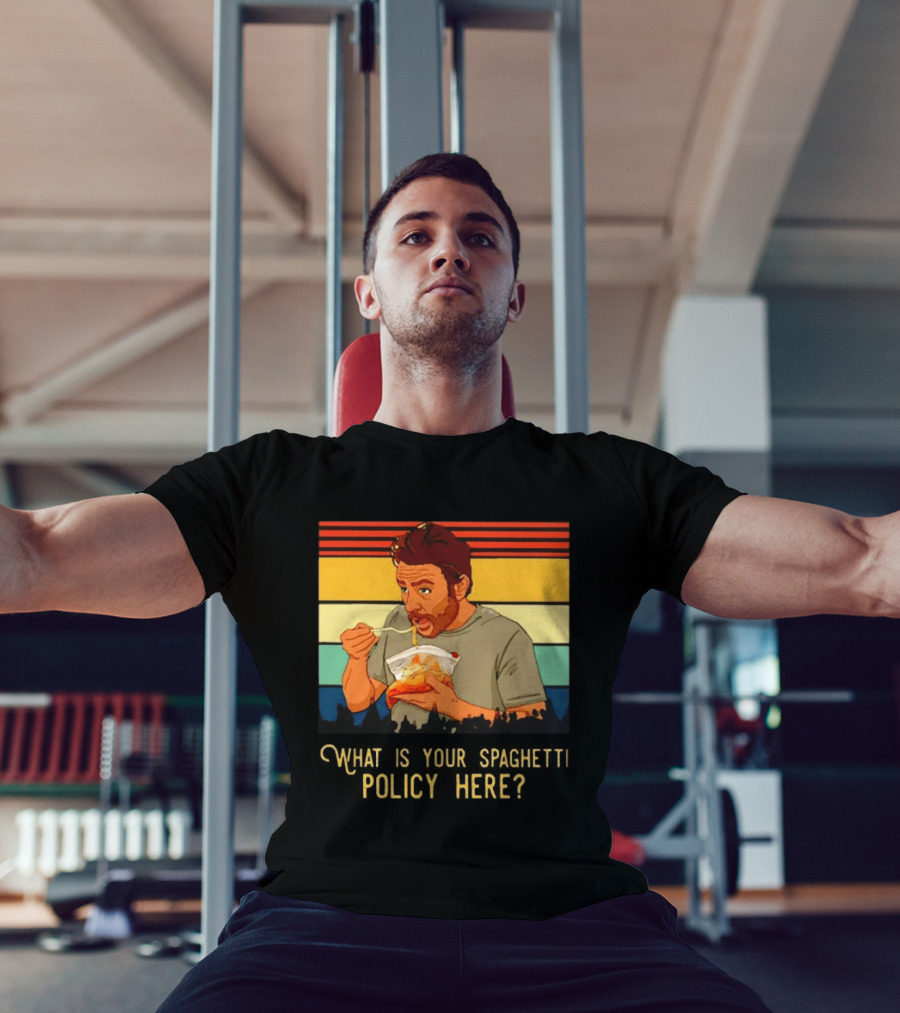 Charlie Eating Spaghetti With Retro Stripes What Is Your Spaghetti Policy Here T-Shirt