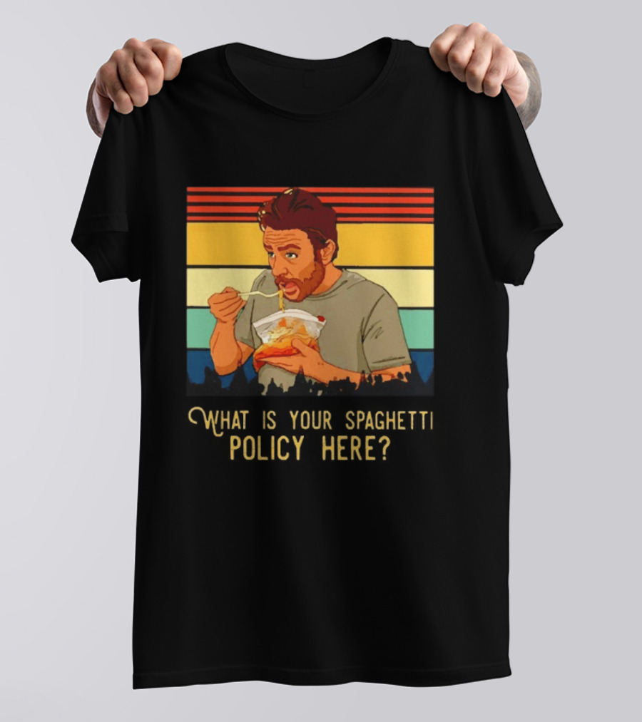 Charlie Eating Spaghetti With Retro Stripes What Is Your Spaghetti Policy Here T-Shirt