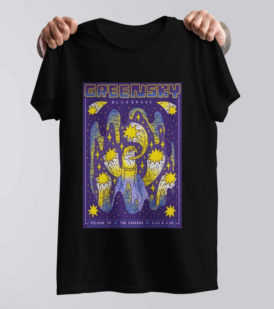Greensky Bluegrass Pelham TN The Caverns April 24 25 2026 Cosmic Stars And Swirls T-Shirt