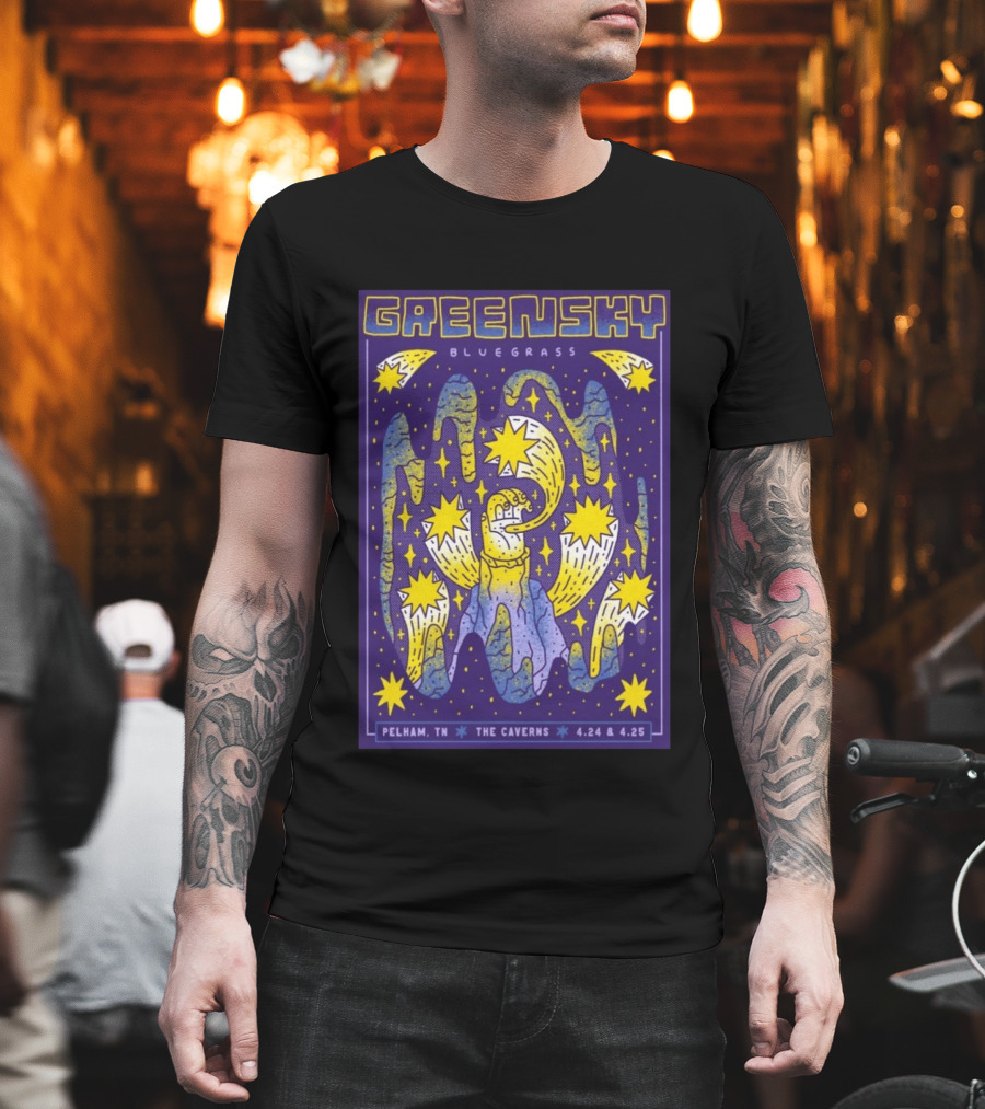 Greensky Bluegrass Pelham TN The Caverns April 24 25 2026 Cosmic Stars And Swirls T-Shirt