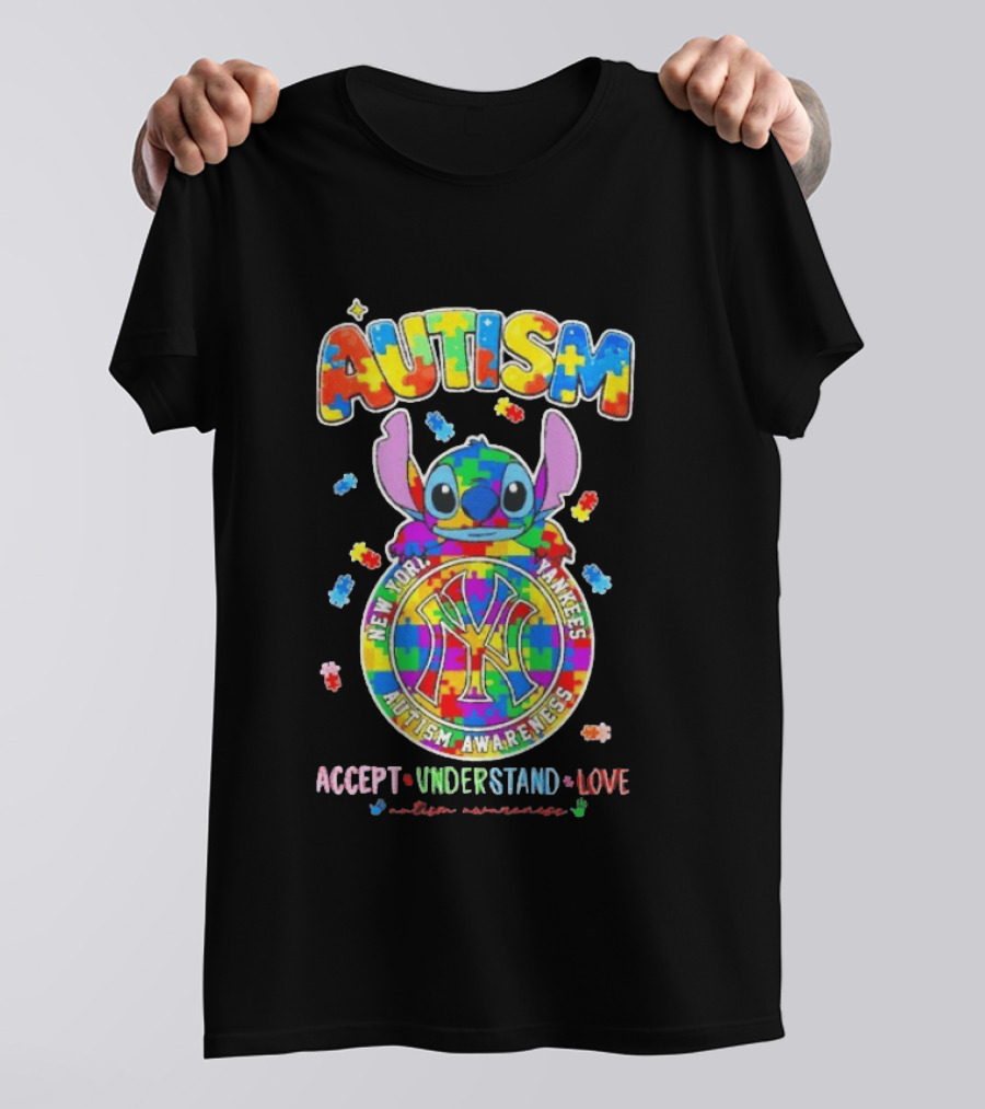 New York Yankees Stitch Autism Awareness Accept Understand Love T-Shirt