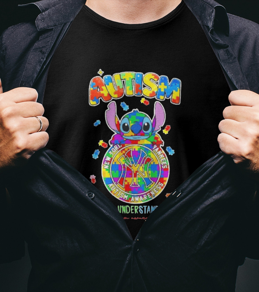 New York Yankees Stitch Autism Awareness Accept Understand Love T-Shirt