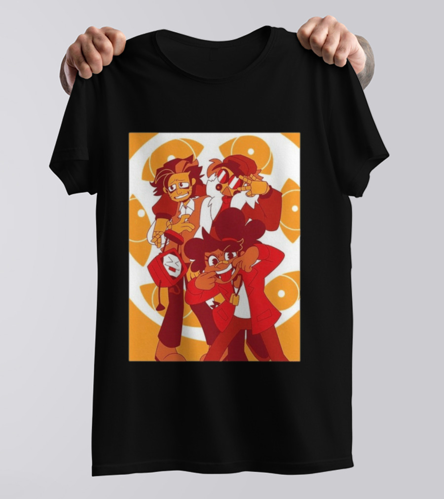 Epilogue Mural Red And White Cartoon Characters With Unique Hairstyles And Outfits T-Shirt