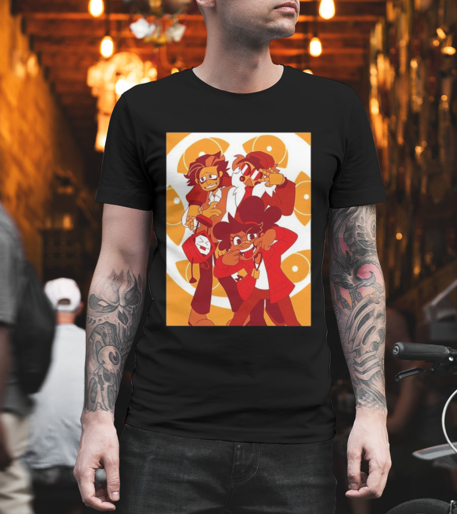 Epilogue Mural Red And White Cartoon Characters With Unique Hairstyles And Outfits T-Shirt