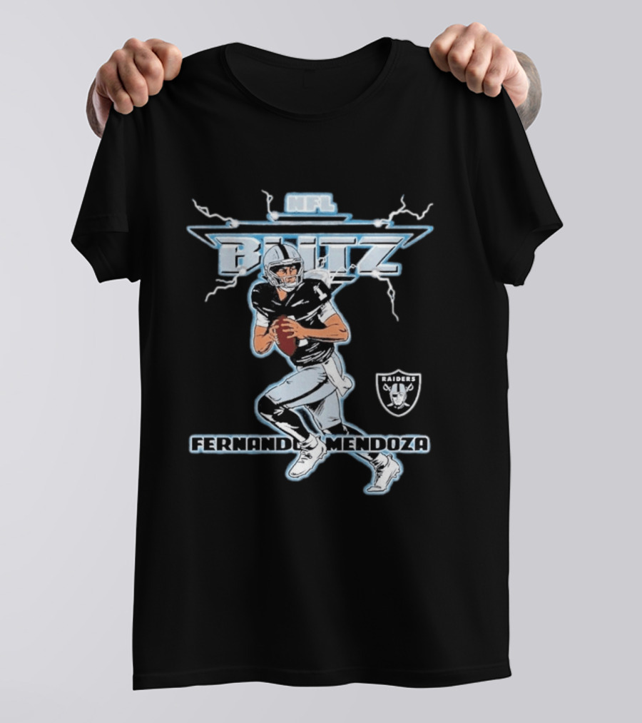 NFL Blitz Fernando Mendoza Raiders Football 2026 Draft Pick Player T-Shirt