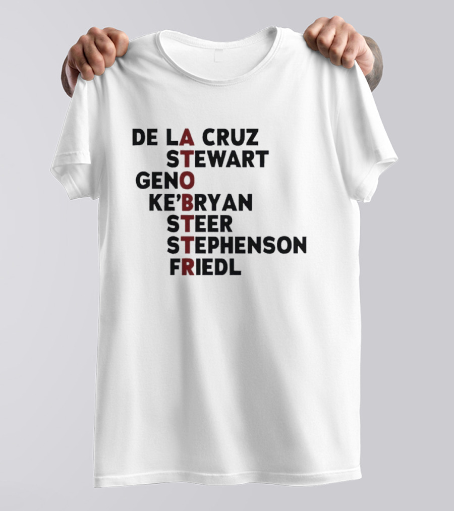 Cincinnati Baseball De La Cruz Stewart Geno Ke'Bryan Steer Stephenson Friedl ATOBTTR Names T-Shirt
