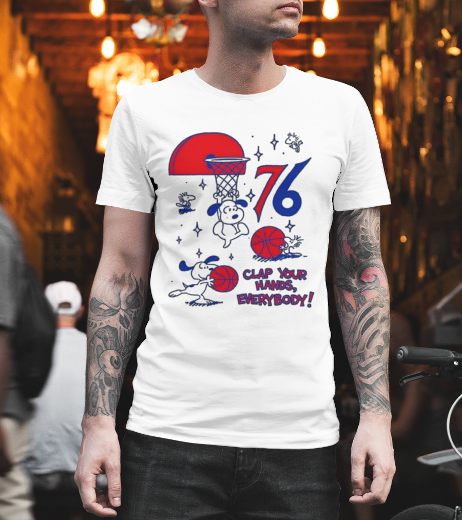 Ghost Bongo Sixers 76 Clap Your Hands Everybody Basketball Stars T-Shirt