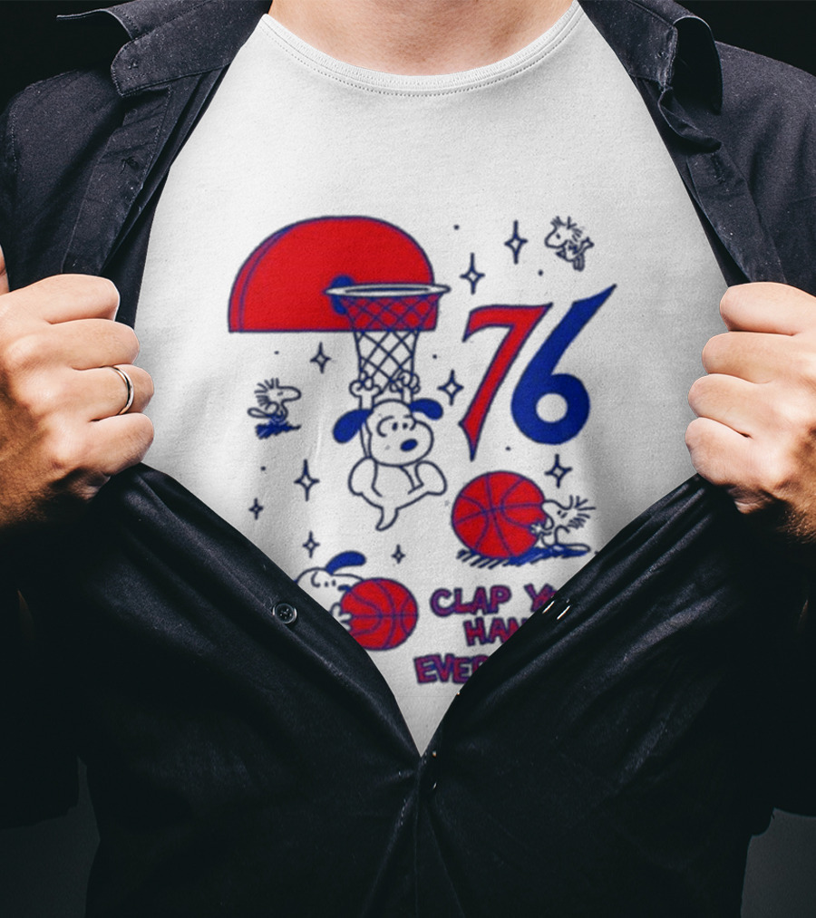 Ghost Bongo Sixers 76 Clap Your Hands Everybody Basketball Stars T-Shirt
