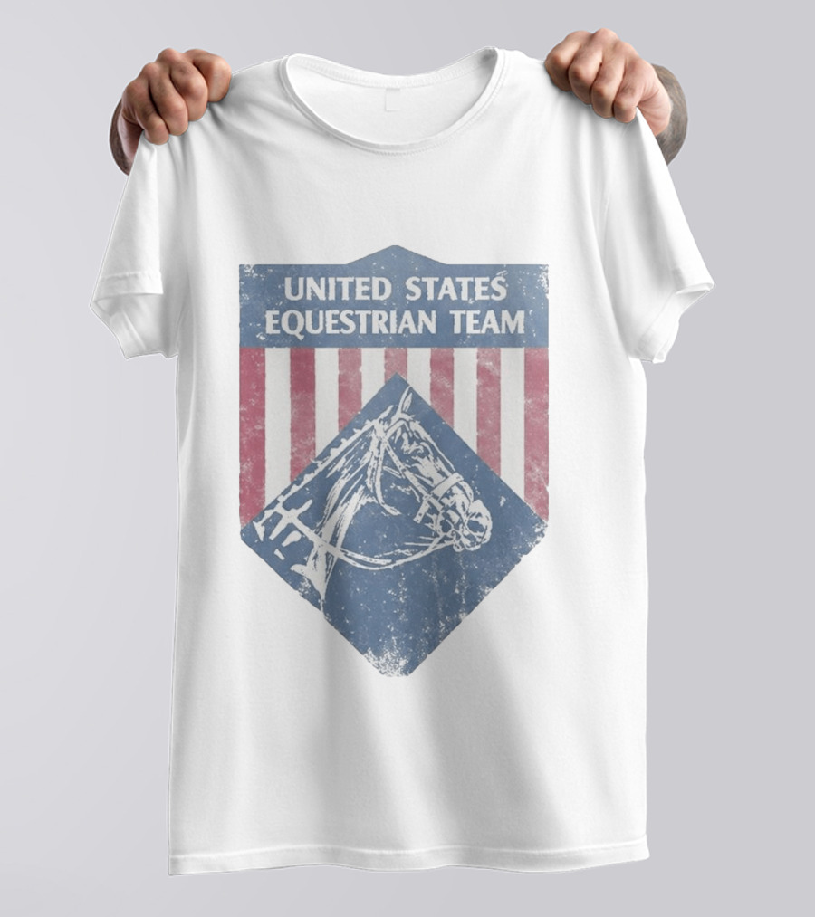 United States Equestrian Team Vintage Horse Graphic Stripes T-Shirt