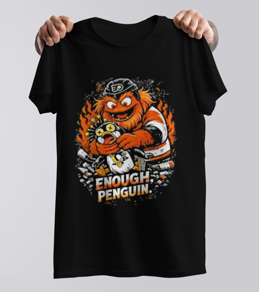 Gritty Enough Penguin Philadelphia Flyers Vs Penguins Retro Comic T-Shirt