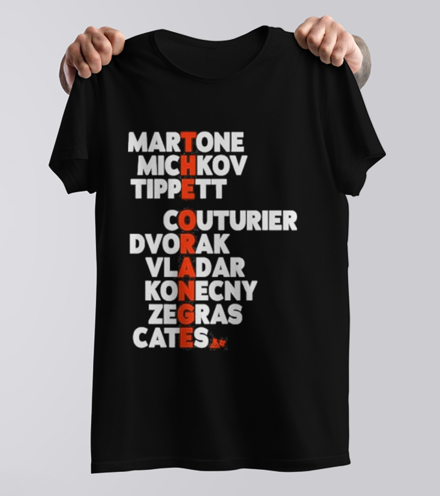 Philadelphia Hockey Martone Michkov Tippett The Orange Names Couturier Dvorak Vladar Konecny Zegras Cates T-Shirt