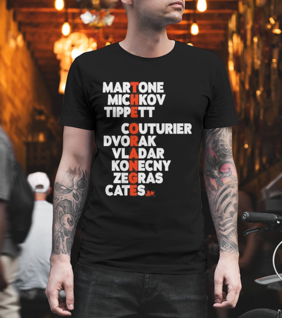 Philadelphia Hockey Martone Michkov Tippett The Orange Names Couturier Dvorak Vladar Konecny Zegras Cates T-Shirt