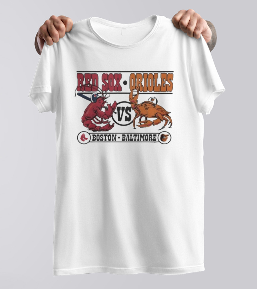Boston Red Sox Vs Baltimore Orioles Rivalry Matchup With Lobster And Crab T-Shirt