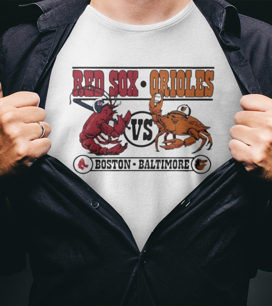 Boston Red Sox Vs Baltimore Orioles Rivalry Matchup With Lobster And Crab T-Shirt
