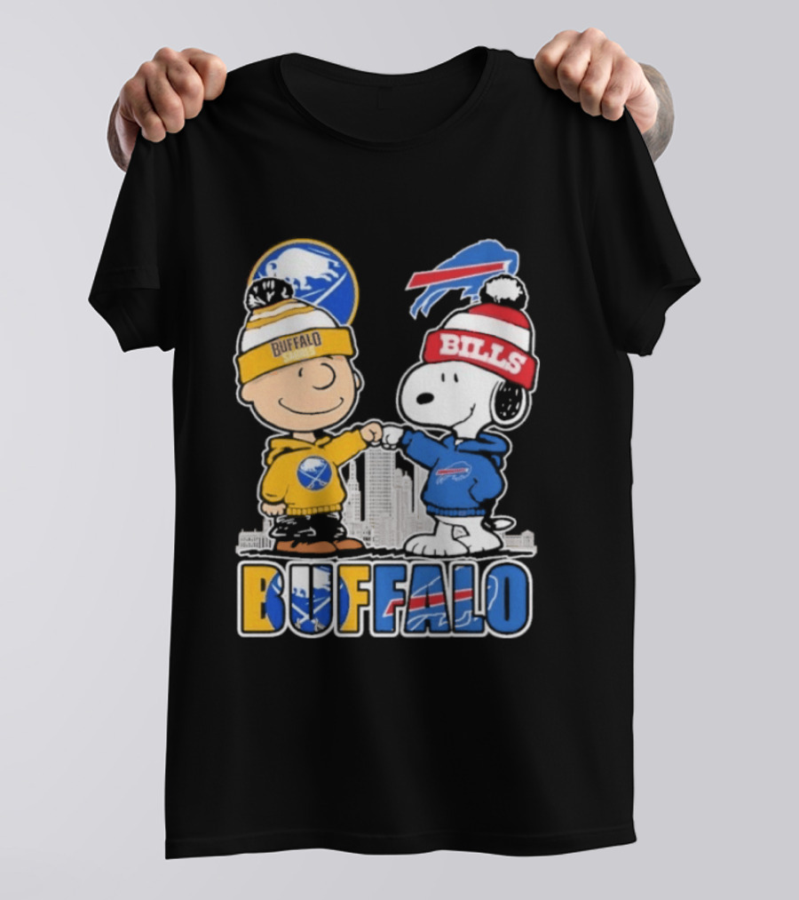 Buffalo Peanuts Fist Bump Sabres Bills Collaboration T-Shirt