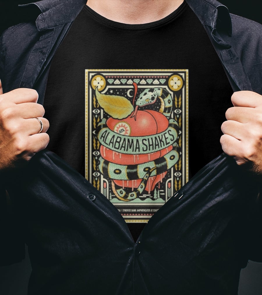 Alabama Shakes April 24 2026 Synovus Bank Amphitheater Chastain Park Atlanta Snake And Apple T-Shirt