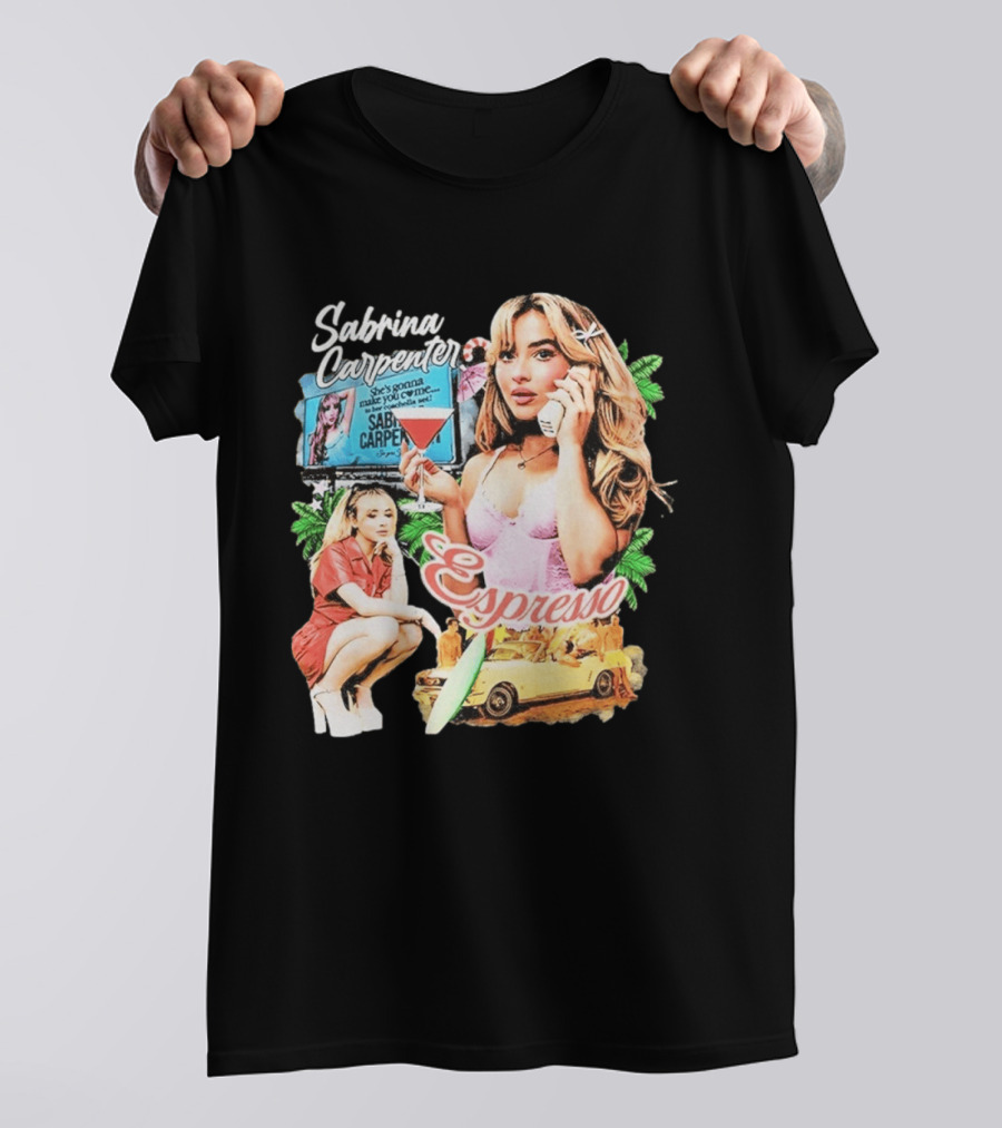 Sabrina Carpenter Espresso She's Gonna Make You Come Surf Vibes T-Shirt