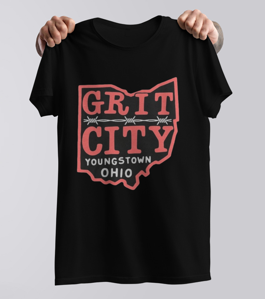 Grit City Youngstown Ohio Barbed Wire State T-Shirt