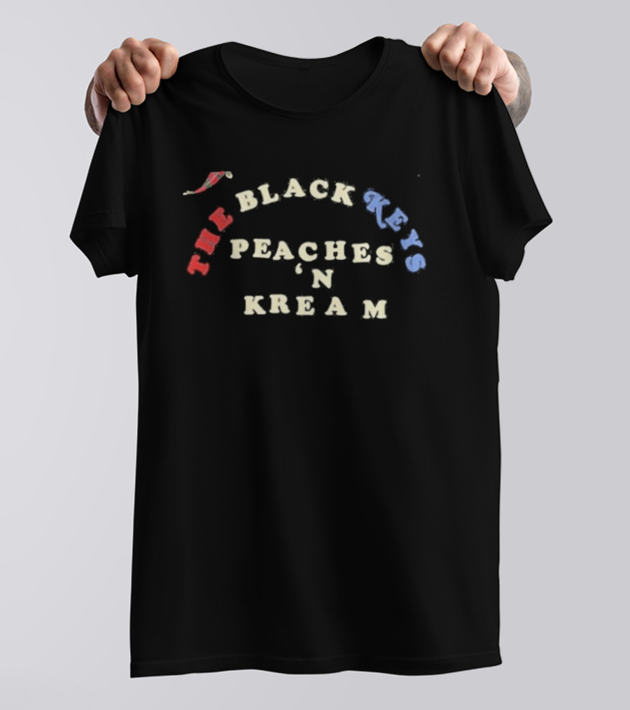 The Black Keys Peaches 'N Kream Red Blue Cream Letters T-Shirt