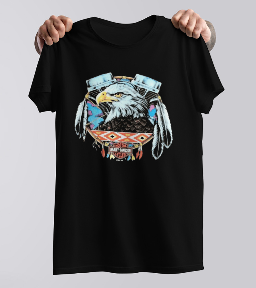 Harley Davidson 1990s Eagle Dreamcatcher V Twin Motor Cycles T-Shirt